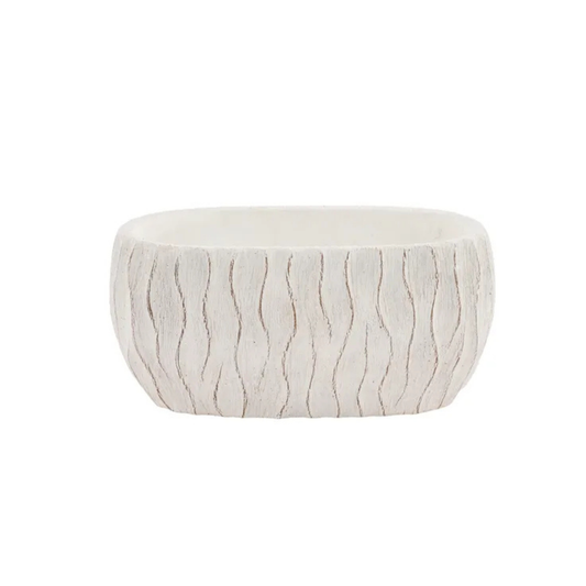 White Textured Wavy-Line Cement Planter 8.25"-MX112227 Craig Bachman