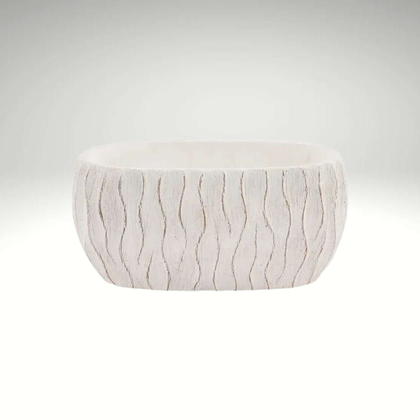 White Textured Wavy-Line Cement Planter 8.25"-MX112227 Craig Bachman