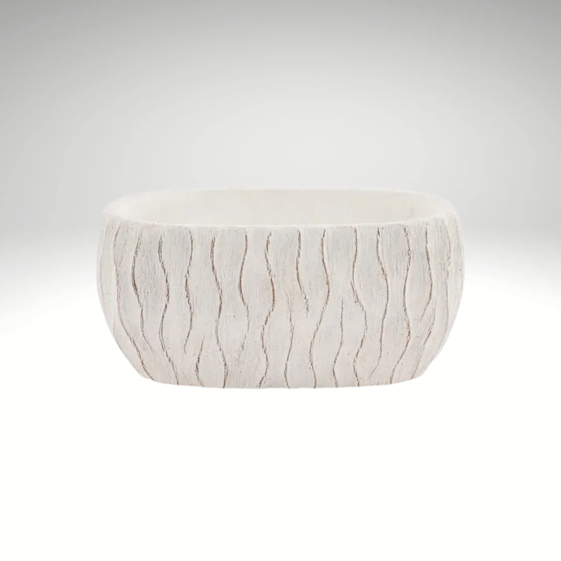 White Textured Wavy-Line Cement Planter 8.25"-MX112227 Craig Bachman