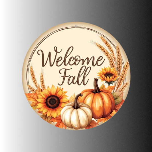 Welcome Fall Pumpkin Metal Sign 12 Inch Wreath Accent-MD1891 Craig Bachman