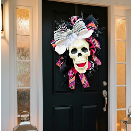 Pink Halloween Skull Swag – Fun Door Decor for Spooky Season TCT Crafts