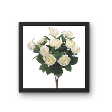 Load image into Gallery viewer, 16&quot; Artificial Cream Cabbage Rose Bush | Faux Floral Stem with 10 Flower Heads