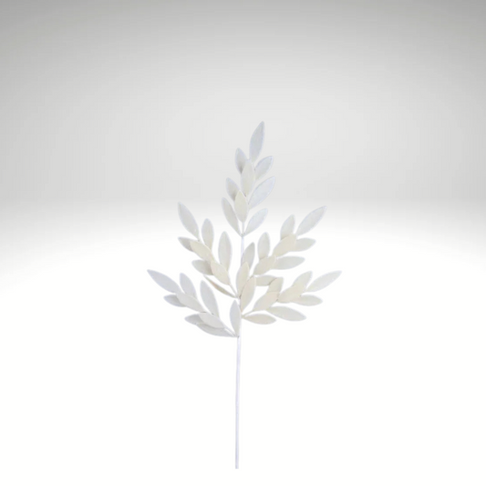 White Glitter Bay Leaf Spray – 32" Artificial Leaf Stem-XS235327 Craig Bachman