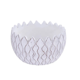 White Wavy Grooved Cement Planter Bowl – Modern Textured Vase-MX134427 Craig Bachman