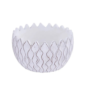 White Wavy Grooved Cement Planter Bowl – Modern Textured Vase-MX134427 Craig Bachman