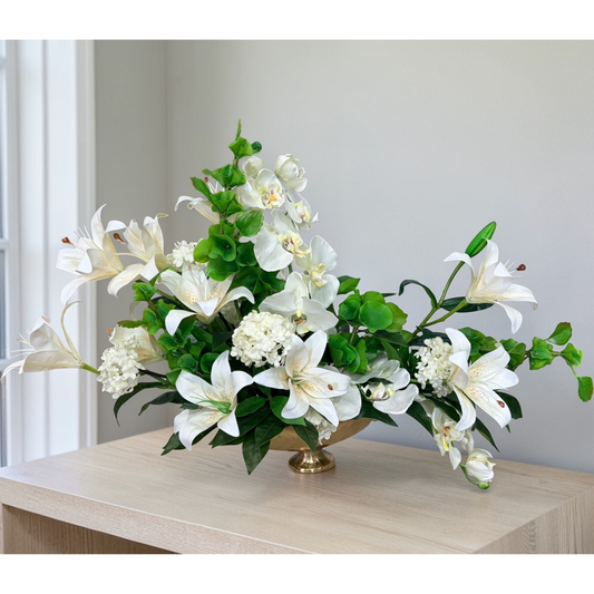 White Orchid Lily Centerpiece Elegant Floral Arrangement TCT Crafts