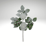 18" White Rose Berry Spray – Flocked Artificial Rose Stem for Holiday Arrangements-83754-WT Golden Bell