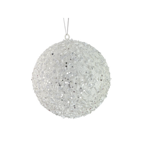 White 6" Sequin Ornament Ball – Glitter Christmas Decoration-86551WT Liberty Floral