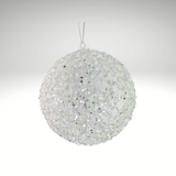 White 6" Sequin Ornament Ball – Glitter Christmas Decoration-86551WT Liberty Floral