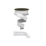 D'Lux White Silver Foil Leaf Ribbon | Wired Christmas Wreath Ribbon | 1.5" x 10yd-LX314127 Craig Bachman