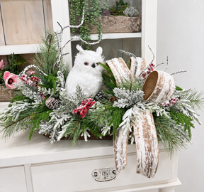 Woodlands Snowy Owl Winter Christmas Centerpiece - 2189 TCT Crafts Designs & Decor