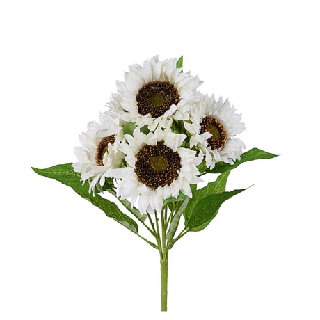 Artificial White Velvet Sunflower Bush — 17 Inch Spring and Wedding Floral Supply-FN175327 Craig Bachman