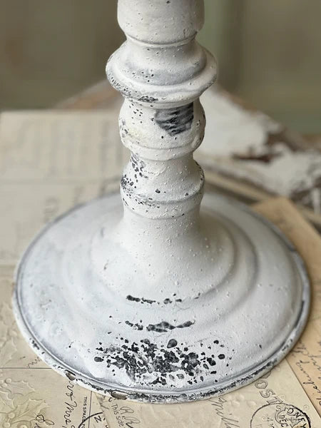 Distressed Cream Metal Candle Holder 7.25"-HM5052 Lancaster & Vintage