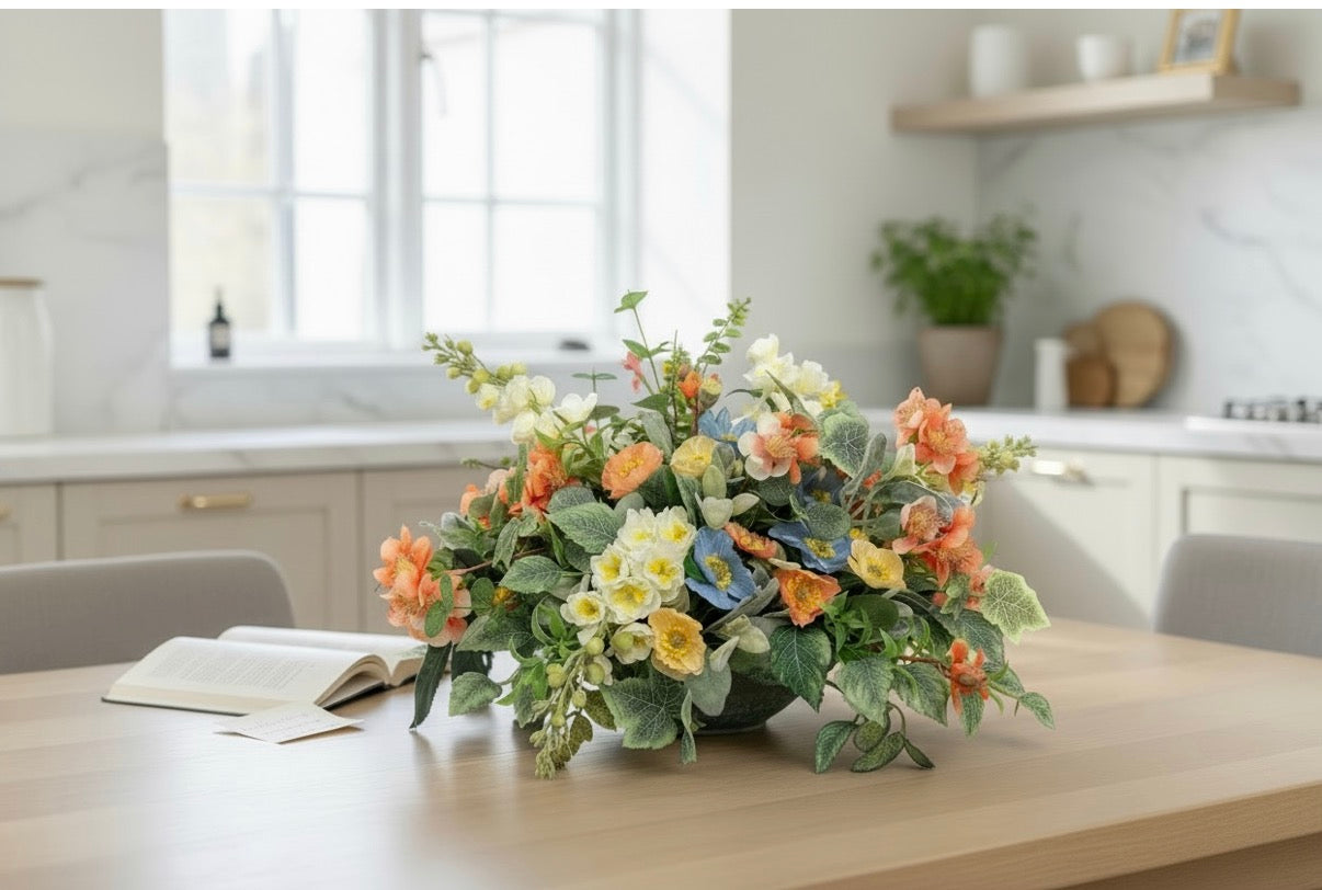 Wildflower Poppy Arrangement Faux Flowers 22 Inch Centerpiece TCT Crafts