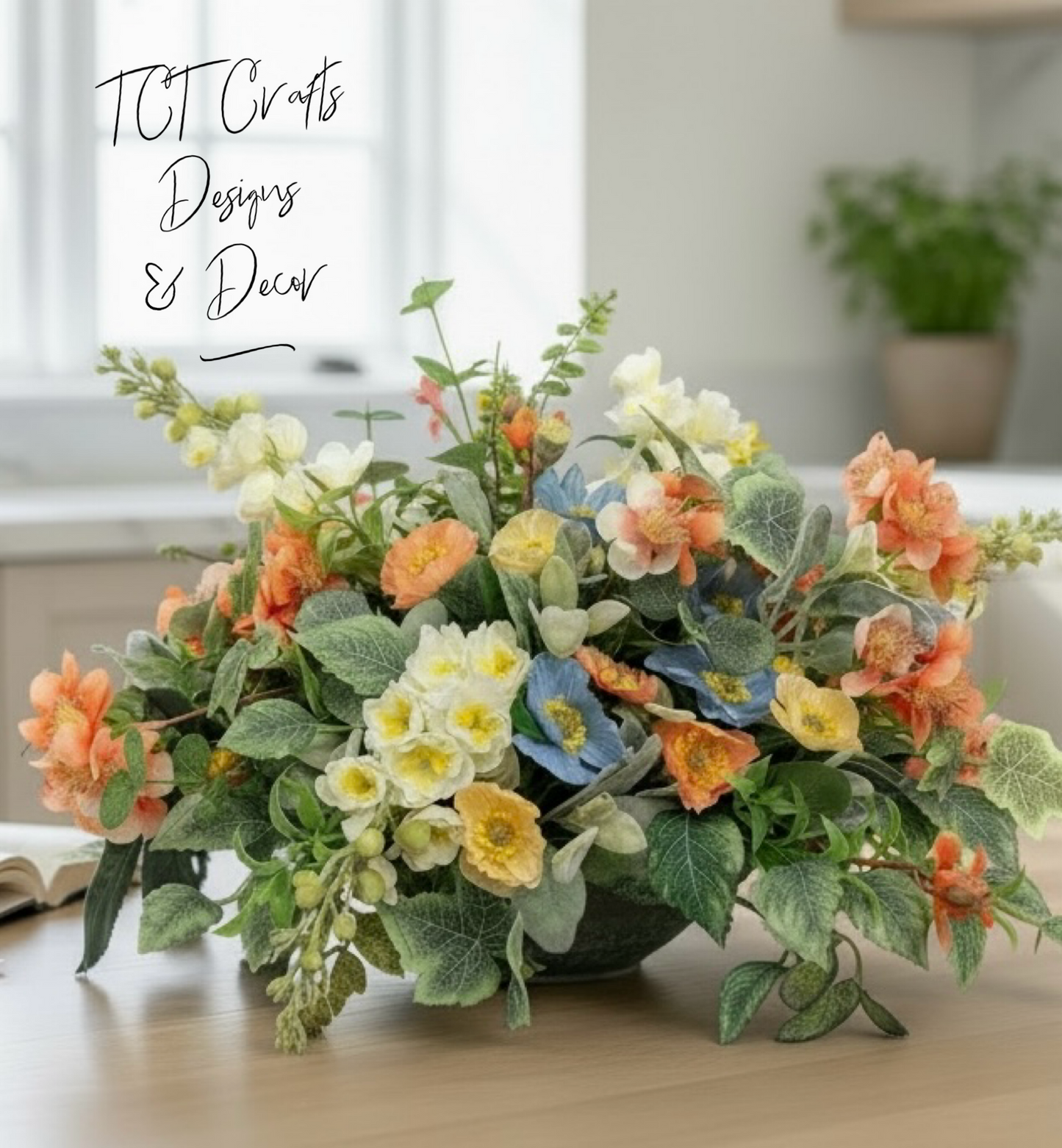 Wildflower Poppy Arrangement Faux Flowers 22 Inch Centerpiece TCT Crafts