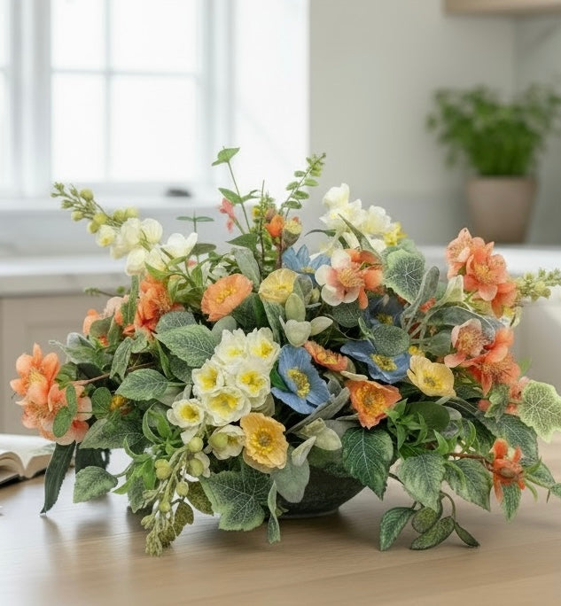 Wildflower Poppy Arrangement Faux Flowers 22 Inch Centerpiece TCT Crafts