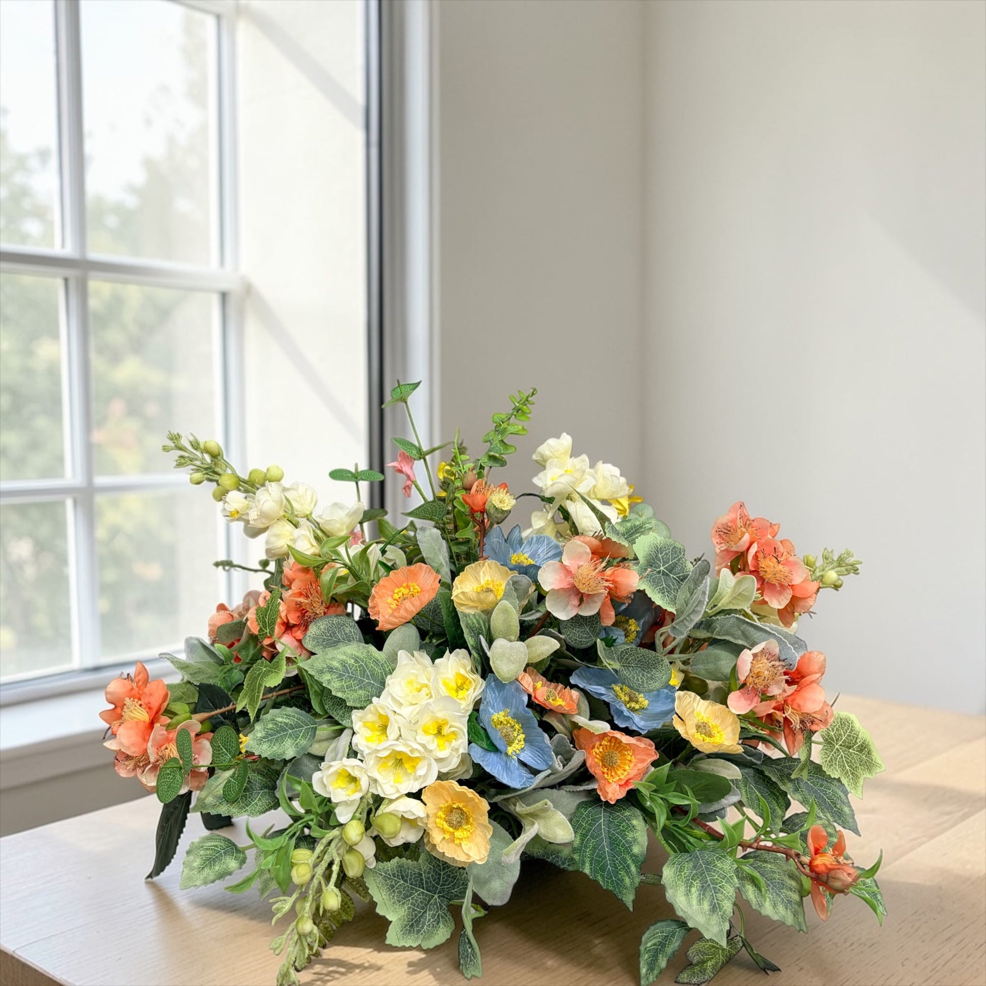 Wildflower Poppy Arrangement Faux Flowers 22 Inch Centerpiece TCT Crafts