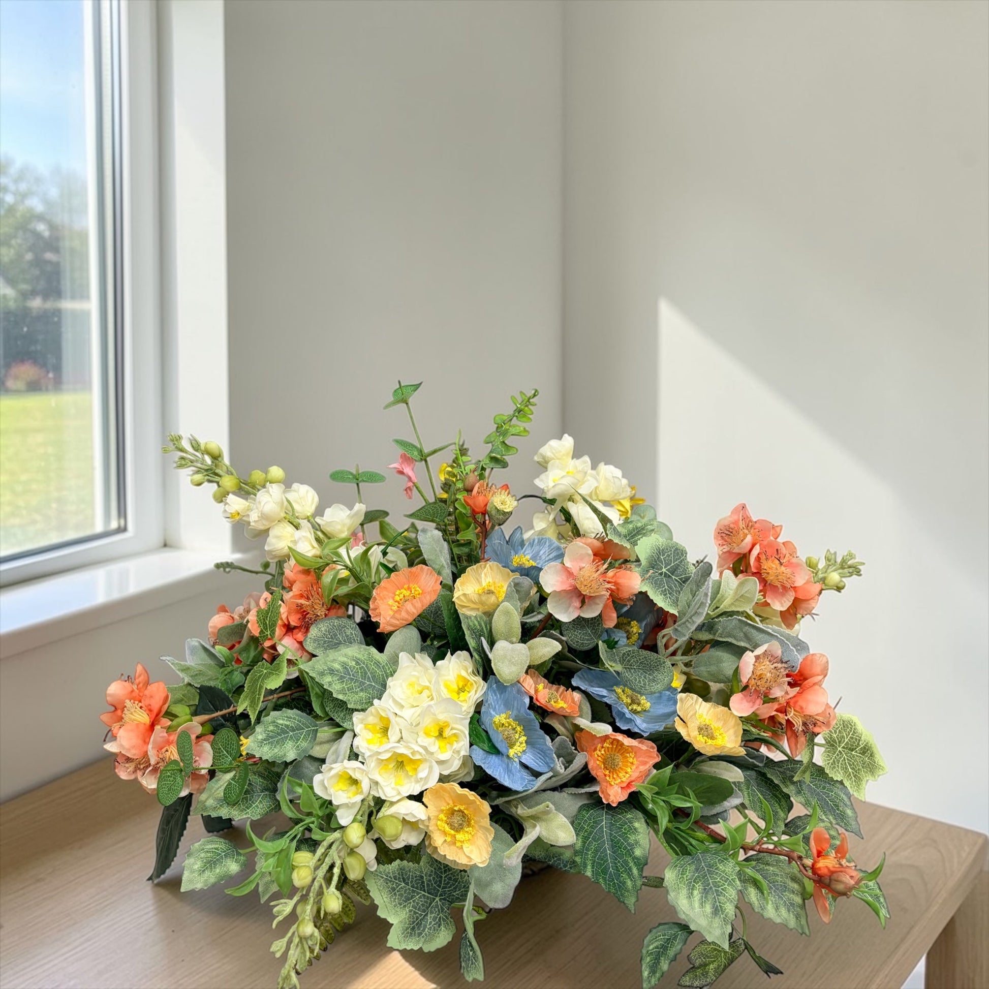 Wildflower Poppy Arrangement Faux Flowers 22 Inch Centerpiece TCT Crafts