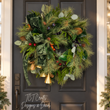 Williamsburg Bell Fruit Wreath | Grapevine Magnolia Christmas Wreath | 29"x22"-2197 TCT Crafts Designs & Decor