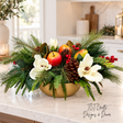 Williamsburg Winter Fruit Magnolia Arrangement - Gold Bowl-2192 TCT Crafts Designs & Decor