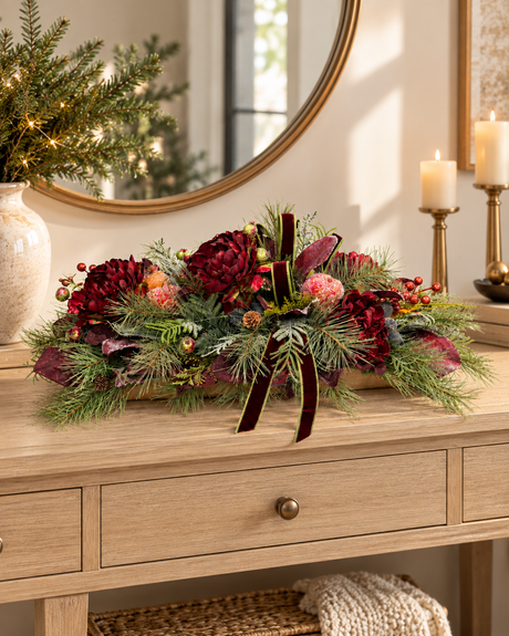 Williamsburg Burgundy Peony Christmas Centerpiece - 2194 TCT Crafts Designs & Decor