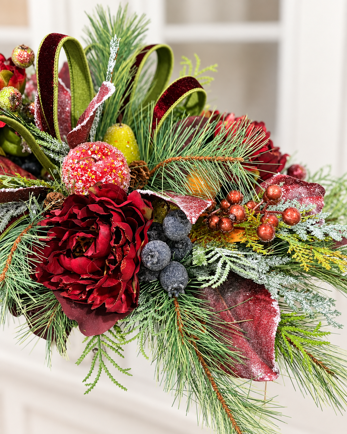 Williamsburg Burgundy Peony Christmas Centerpiece - 2194 TCT Crafts Designs & Decor