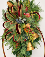 Williamsburg Deluxe Christmas Door Swag - Gold Bells-2195 TCT Crafts Designs & Decor