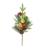 Williamsburg Fruit Pine Spray | Apple Pear Berry Christmas Stem | 28" Spray-XP2537 Select Artificials