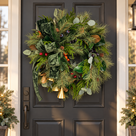 Williamsburg Bell Fruit Wreath | Grapevine Magnolia Christmas Wreath | 29"x22"-2197 TCT Crafts Designs & Decor