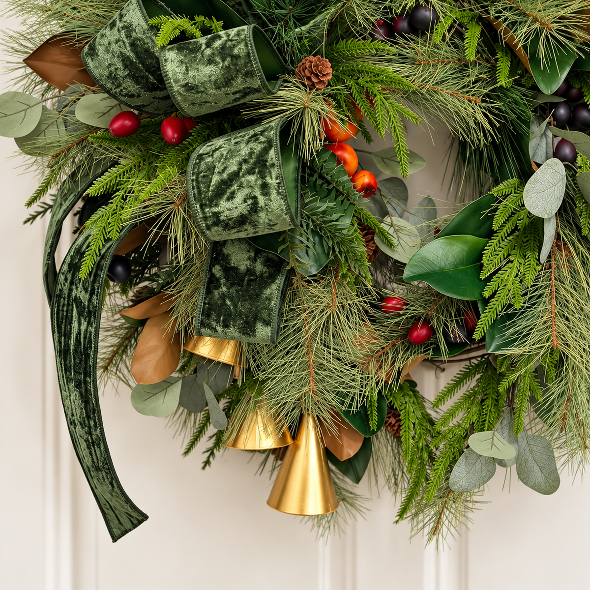 Williamsburg Bell Fruit Wreath | Grapevine Magnolia Christmas Wreath | 29"x22"-2197 TCT Crafts Designs & Decor