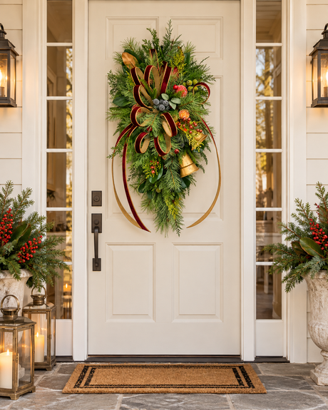 Williamsburg Deluxe Christmas Door Swag - Gold Bells-2195 TCT Crafts Designs & Decor