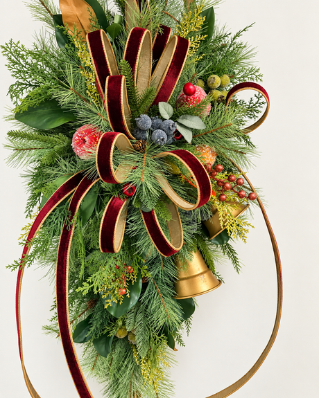 Williamsburg Deluxe Christmas Door Swag - Gold Bells-2195 TCT Crafts Designs & Decor