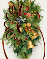 Williamsburg Deluxe Christmas Door Swag - Gold Bells-2195 TCT Crafts Designs & Decor