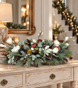 Designer Christmas Centerpiece | Magnolia Pomegranate Pine Arrangement | 34"Lx16"Hx18"W-2200 TCT Crafts Designs & Decor
