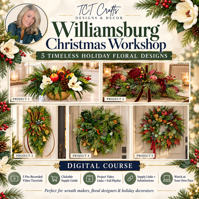 Williamsburg Christmas Floral Design Workshop | 5 Holiday Projects + Supply Guide TCT Crafts Designs & Decor