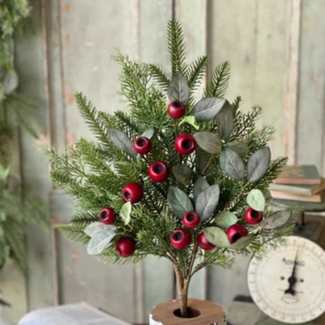 Fireside Christmas Pine and Red Berry Spray — 26 Inch Christmas Wreath Supply-XBR1068 Lancaster & Vintage
