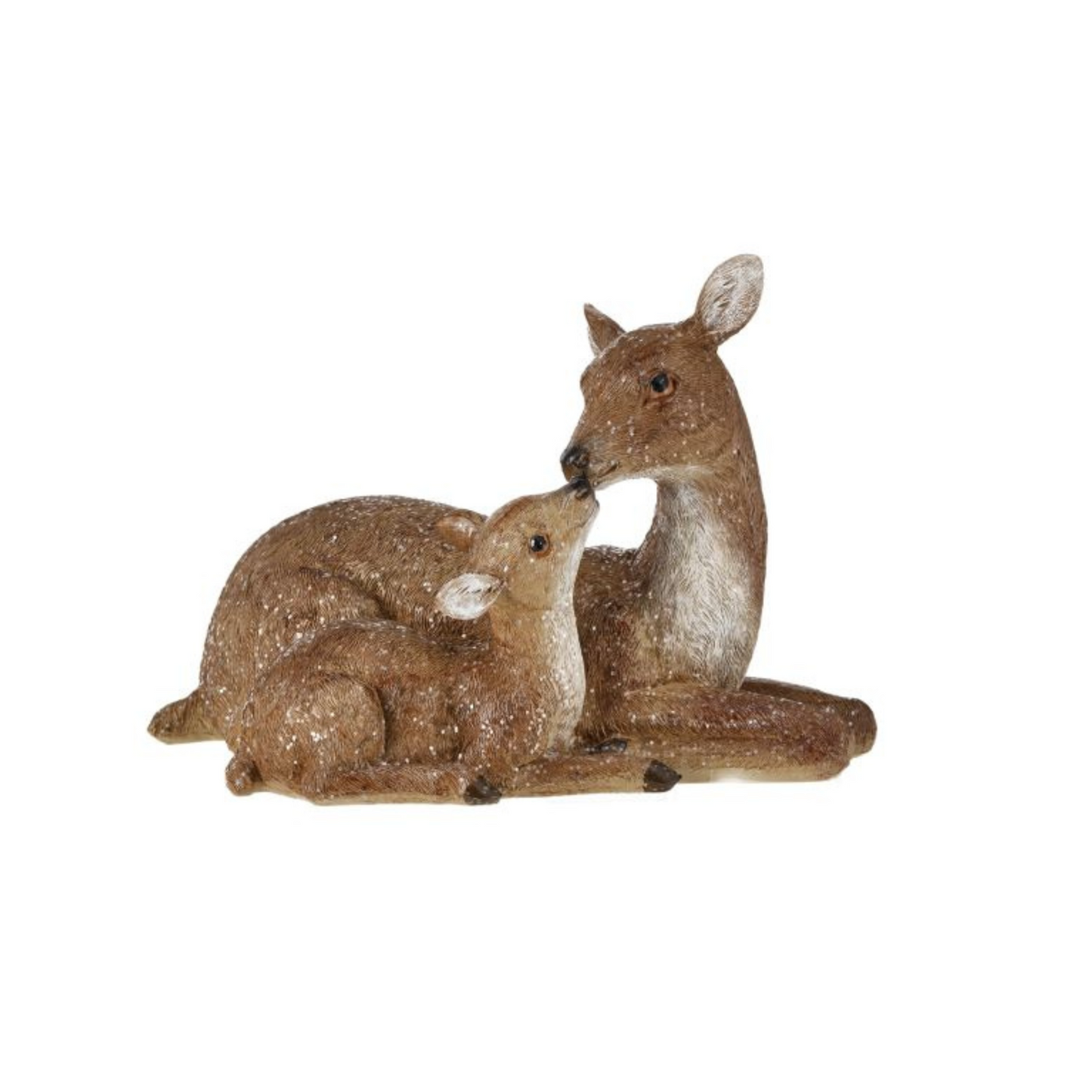 Winter Chalet Doe with Baby – 9.5" Resin Woodland Deer Figurine Regency