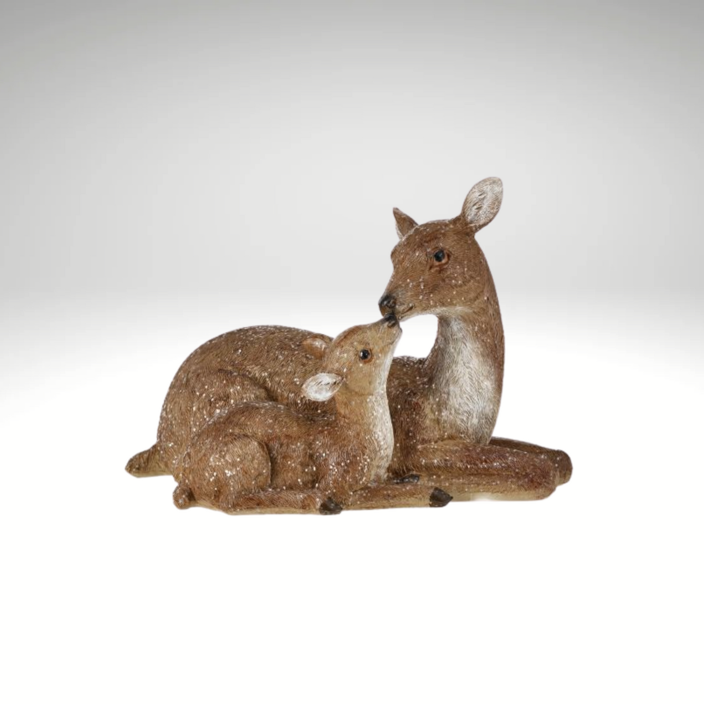 Winter Chalet Doe with Baby – 9.5" Resin Woodland Deer Figurine Regency