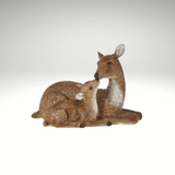 Winter Chalet Doe with Baby – 9.5" Resin Woodland Deer Figurine Regency