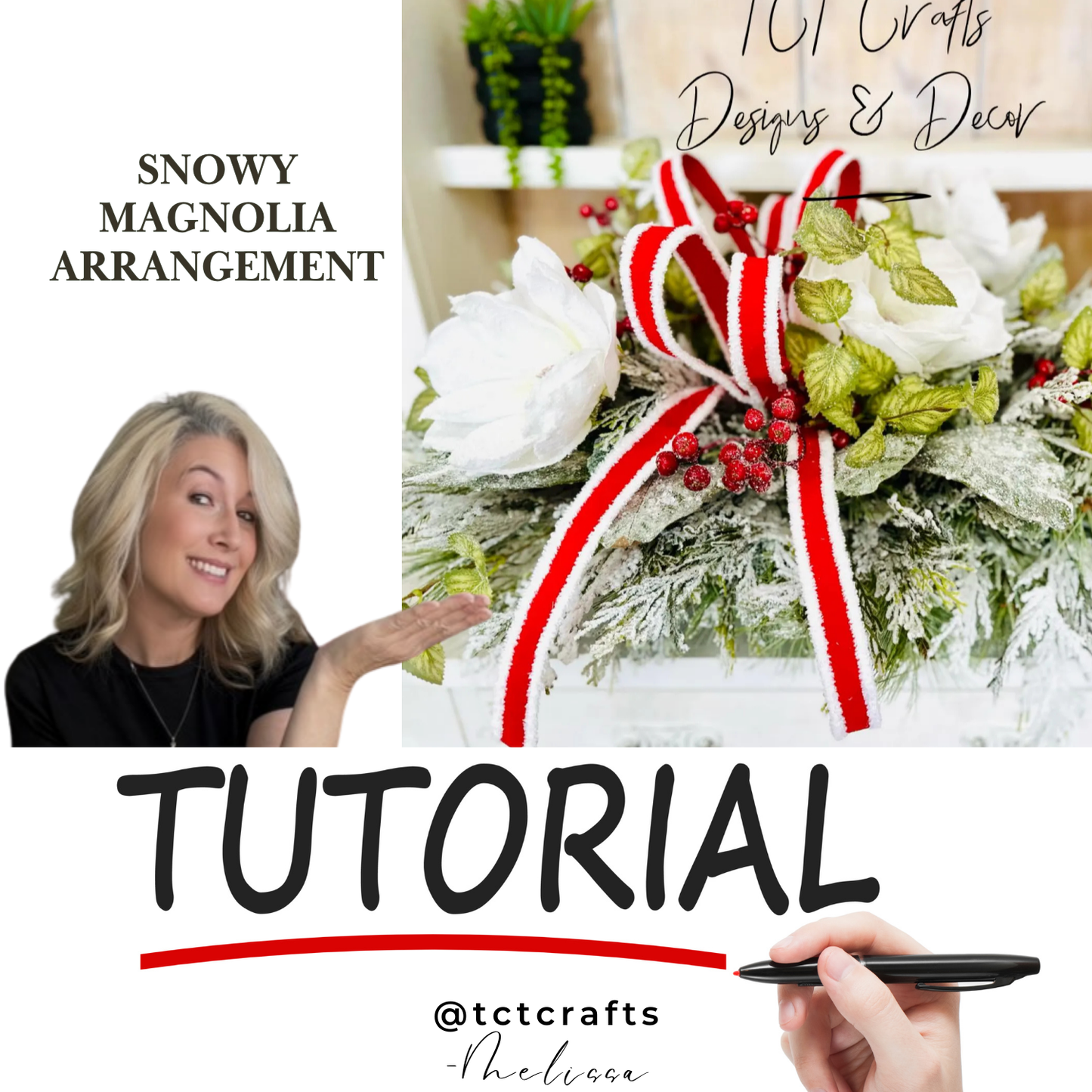 Digital Download: Snowy Magnolia Christmas Centerpiece Tutorial | PDF + Video Link | DIY Craft Tutorial TCT Crafts