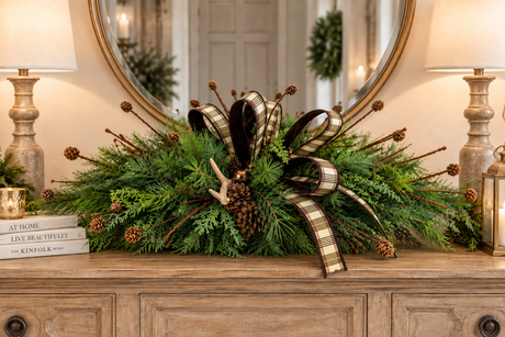 Woodlands Antler Pine Table Centerpiece - Farrisilk Ribbon-2191 TCT Crafts Designs & Decor