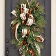Woodlands Owl & Antler Christmas Door Swag with Southern Pine and Velvet Ribbon-2212 TCT Crafts
