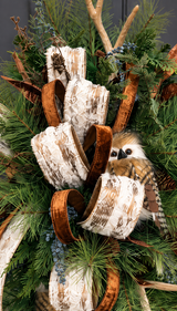 Woodlands Owl & Antler Christmas Door Swag with Southern Pine and Velvet Ribbon-2212 TCT Crafts