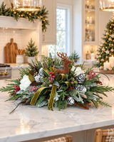 Designer Deer Winter Arrangement | Lodge Cabin Woodlands Decor | 32"Lx16"H-2208 TCT Crafts Designs & Decor