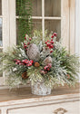 Woodlands Christmas Arrangement | Birch Bark Frosted Pine Pinecone | 19"x15"H-2198 TCT Crafts Designs & Decor