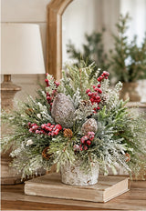 Woodlands Christmas Arrangement | Birch Bark Frosted Pine Pinecone | 19"x15"H-2198 TCT Crafts Designs & Decor