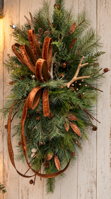 Lodge Christmas Swag Antler Pinecone | Cabin Mountain Home Decor | 45"Lx22"W-2207 TCT Crafts Designs & Decor