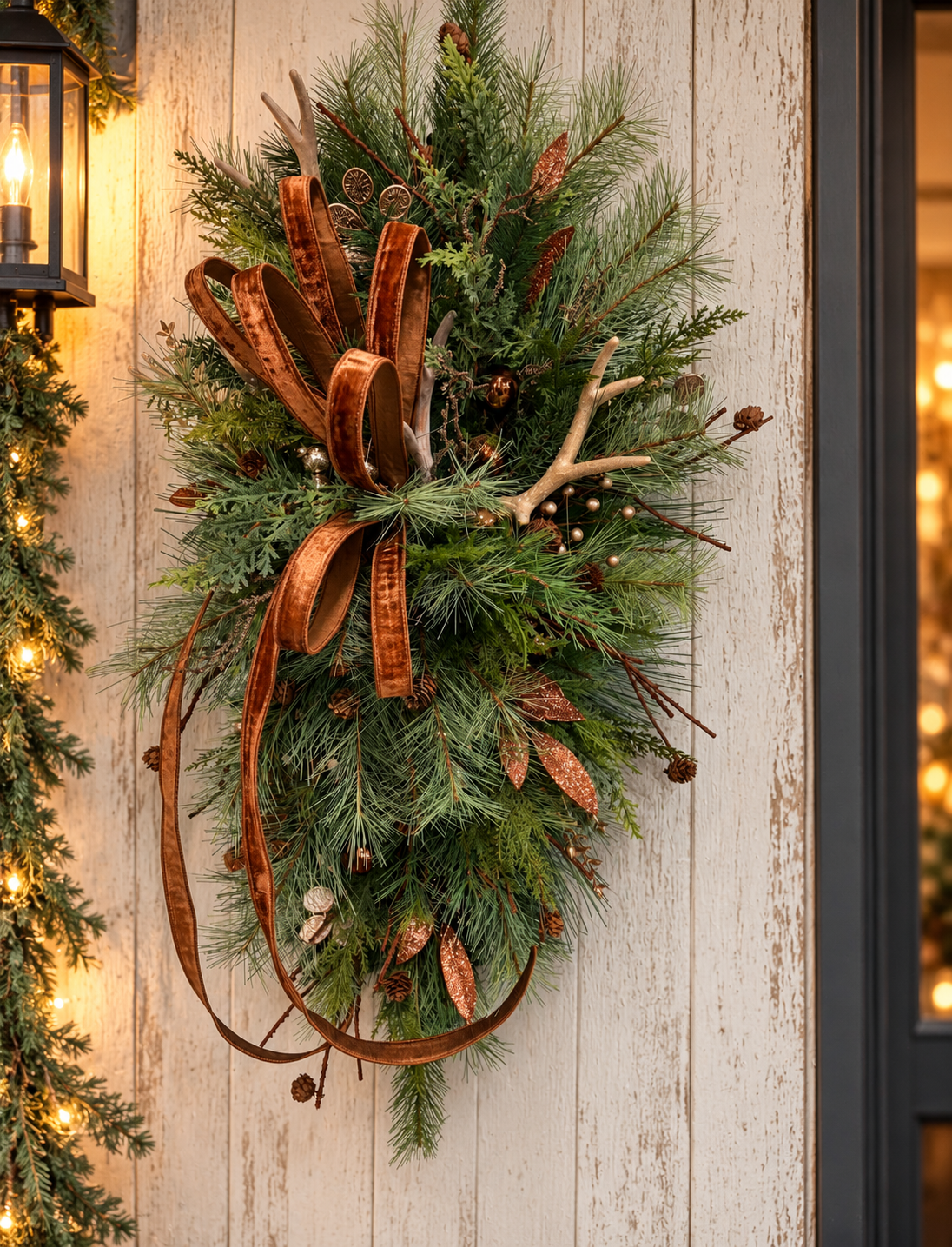 Lodge Christmas Swag Antler Pinecone | Cabin Mountain Home Decor | 45"Lx22"W-2207 TCT Crafts Designs & Decor