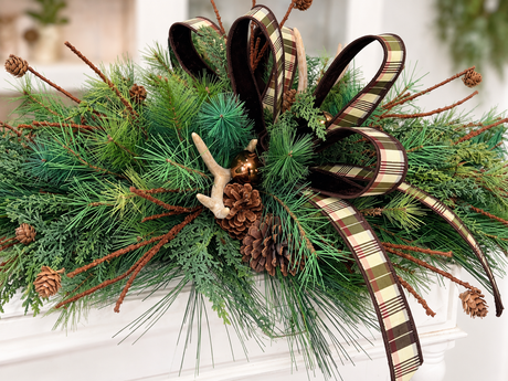 Woodlands Antler Pine Table Centerpiece - Farrisilk Ribbon-2191 TCT Crafts Designs & Decor