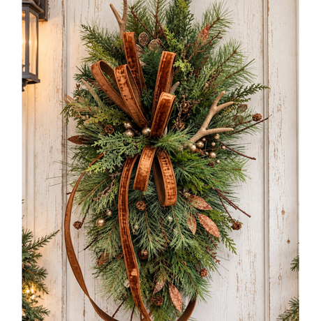 Lodge Christmas Swag Antler Pinecone | Cabin Mountain Home Decor | 45"Lx22"W-2207 TCT Crafts Designs & Decor